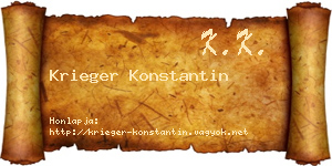 Krieger Konstantin névjegykártya